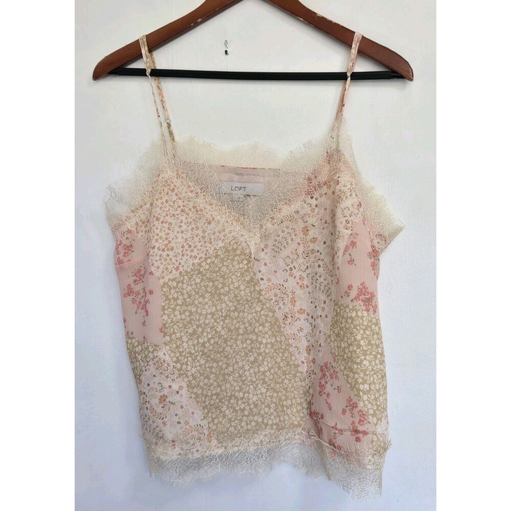 Loft  Blouse Womens‎ M Boho Y2K Festival Babydoll Cami Top Floral Lace Sheer NWT